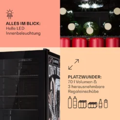 Beersafe 70 Craft Beer Edition Kühlschrank 70 Ltr Glastür Edelstahl -Weinkühlschränke Verkäufe 10041182 de 0005 usp