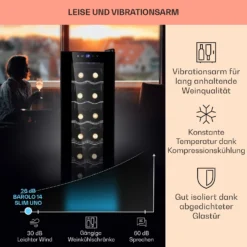 Barolo 14 Slim Uno Weinkühlschrank 46 Ltr 14 Flaschen 11-18°C SingleZone -Weinkühlschränke Verkäufe 10041206 de 0004 usp