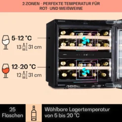 Rhône 25 Duo Weinkühlschrank Kompression 2 Zonen 75 Ltr / 25 Flaschen -Weinkühlschränke Verkäufe 10041239 de 0003 usp