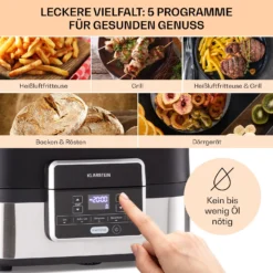 Combo Air Grill-Heißluftfritteuse 5 Programme 1500 Watt 4,5 L Grillkorb 2,5 L Frittierkorb -Weinkühlschränke Verkäufe 10041330 de 0003 usp