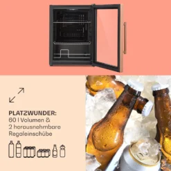 Beersafe XL Kühlschrank 60 Liter 2 Böden Doppelt Isolierte Panoramaglastür Edelstahl -Weinkühlschränke Verkäufe 10041891 de 0005 usp