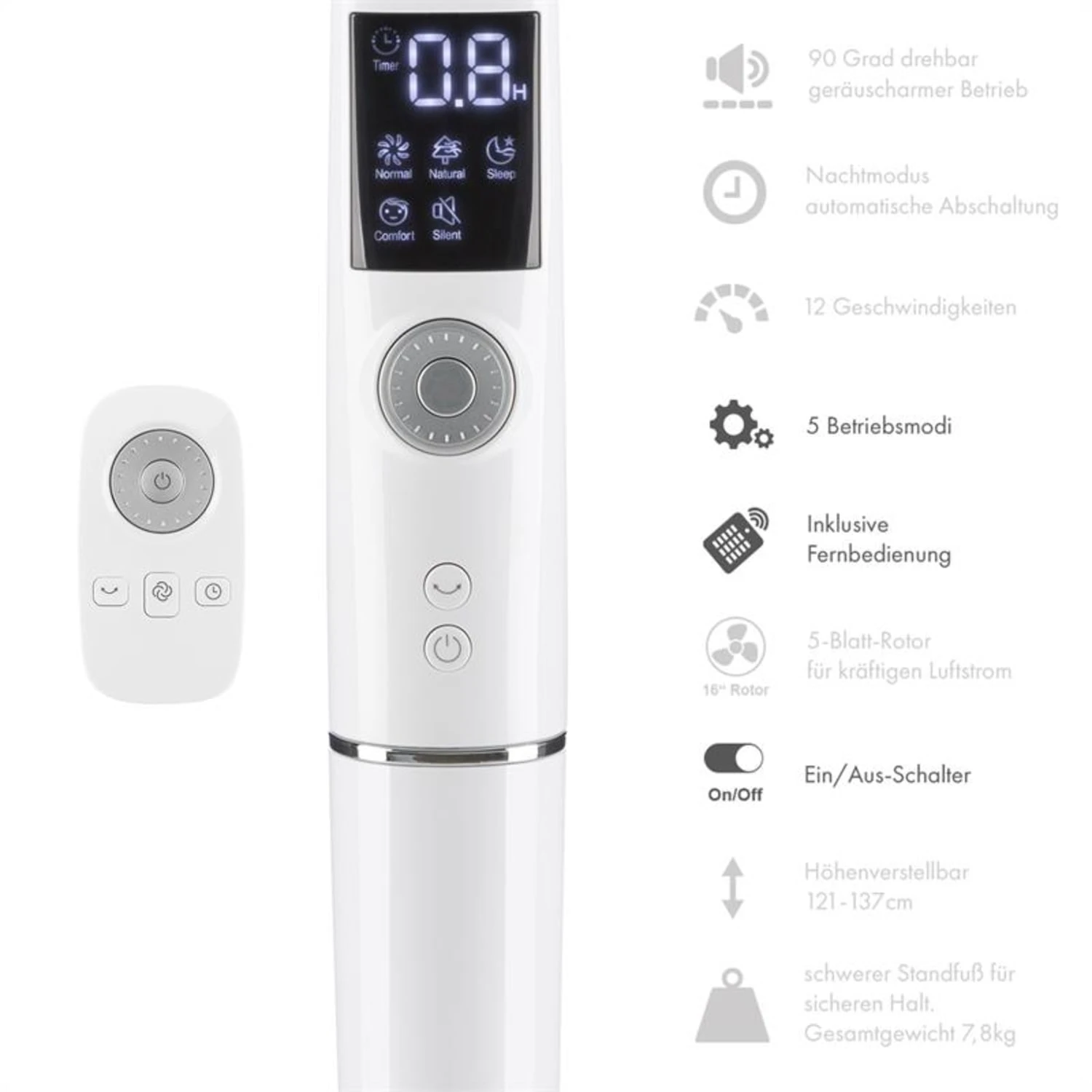 Silent Storm Standventilator 2er-Set 16" (41cm) 5-Blatt-Rotor Weiß 4 Silent Storm Standventilator 2er-Set 16" (41cm) 5-Blatt-Rotor Weiß – Bild 4